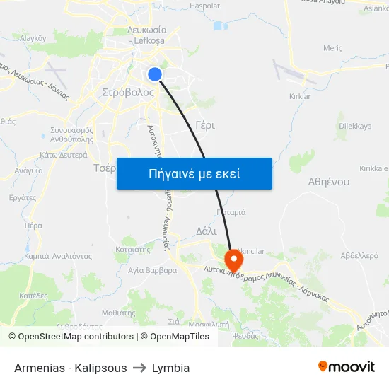 Armenias - Kalipsous to Lymbia map