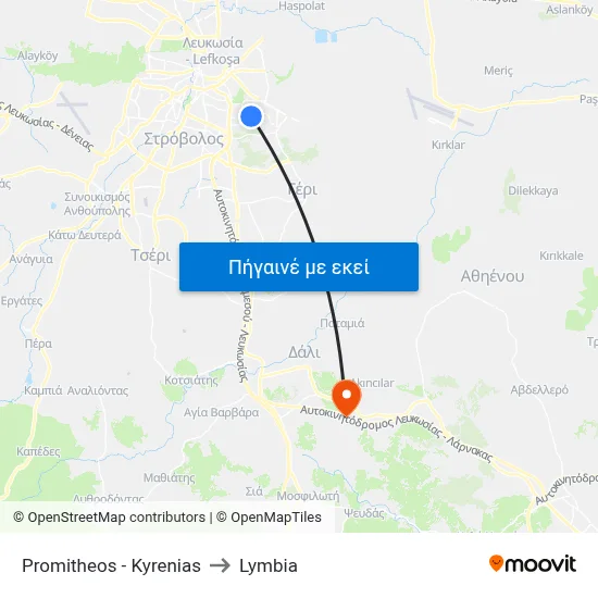 Promitheos - Kyrenias to Lymbia map