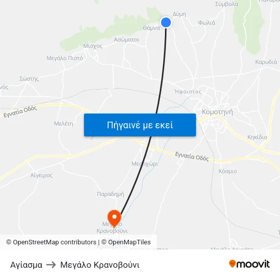 Αγίασμα to Mεγάλο Κρανοβούνι map