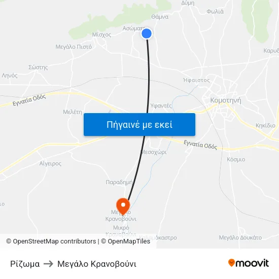 Ρίζωμα to Mεγάλο Κρανοβούνι map