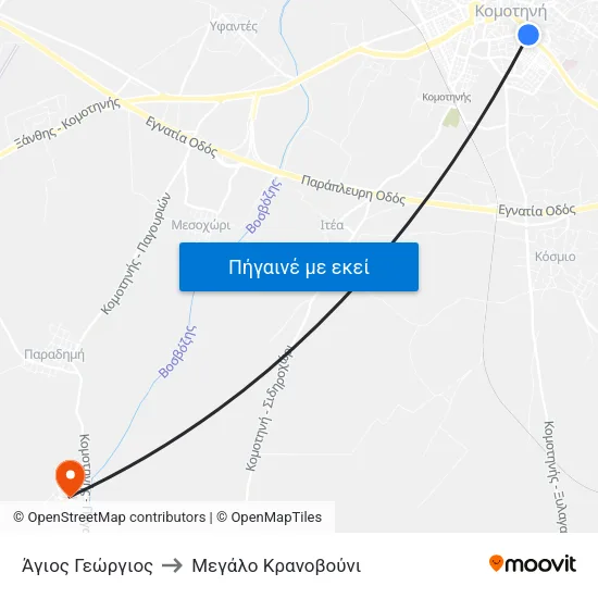 Άγιος Γεώργιος to Mεγάλο Κρανοβούνι map