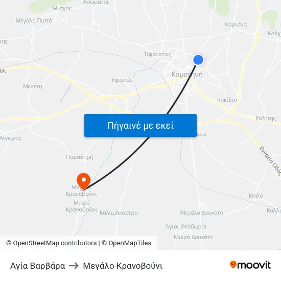 Αγία Βαρβάρα to Mεγάλο Κρανοβούνι map