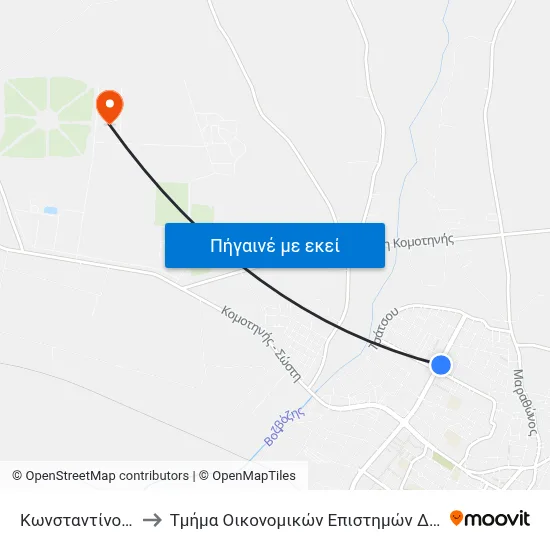 Κωνσταντίνου Καραμανλή to Τμήμα Οικονομικών Επιστημών Δημοκριτείου Πανεπιστημίου map