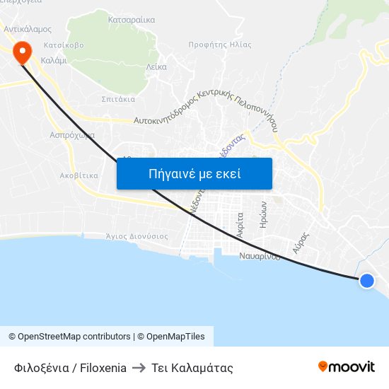 Φιλοξένια / Filoxenia to Τει Καλαμάτας map