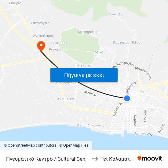 Πνευματικό Κέντρο / Cultural Centre to Τει Καλαμάτας map