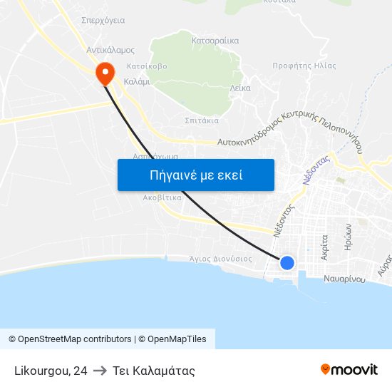 Likourgou, 24 to Τει Καλαμάτας map