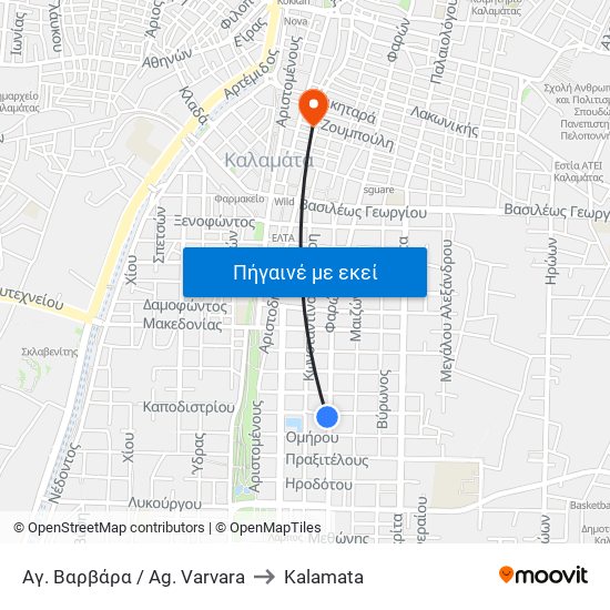 Αγ. Βαρβάρα / Ag. Varvara to Kalamata map
