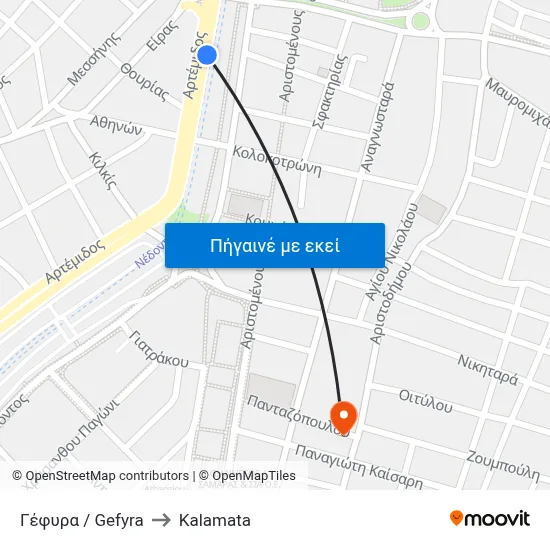 Γέφυρα / Gefyra to Kalamata map