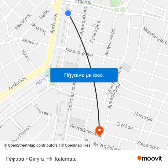 Γέφυρα / Gefyra to Kalamata map