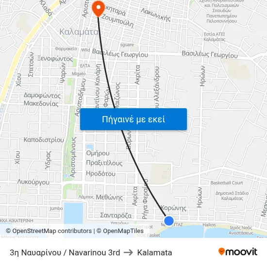 3η Ναυαρίνου / Navarinou 3rd to Kalamata map