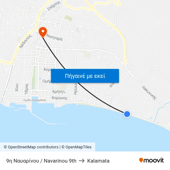 9η Ναυαρίνου / Navarinou 9th to Kalamata map