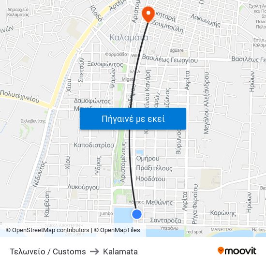 Τελωνείο / Customs to Kalamata map