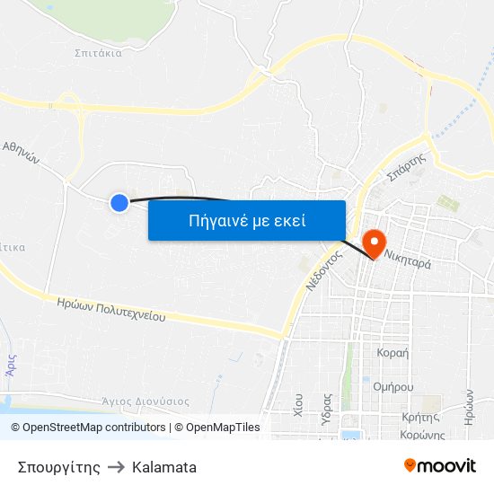 Σπουργίτης to Kalamata map