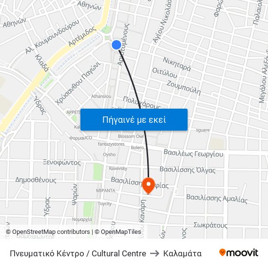 Πνευματικό Κέντρο / Cultural Centre to Καλαμάτα map