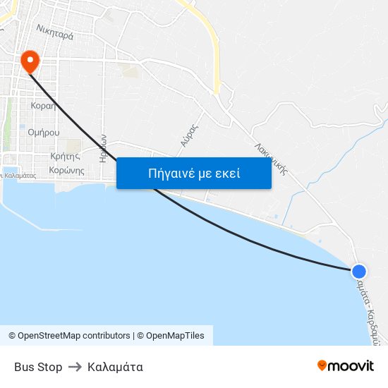 Bus Stop to Καλαμάτα map