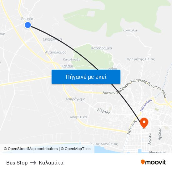 Bus Stop to Καλαμάτα map