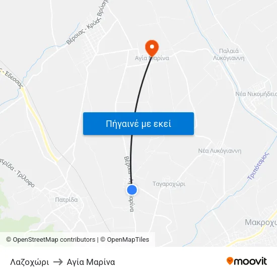 Λαζοχώρι to Αγία Μαρίνα map