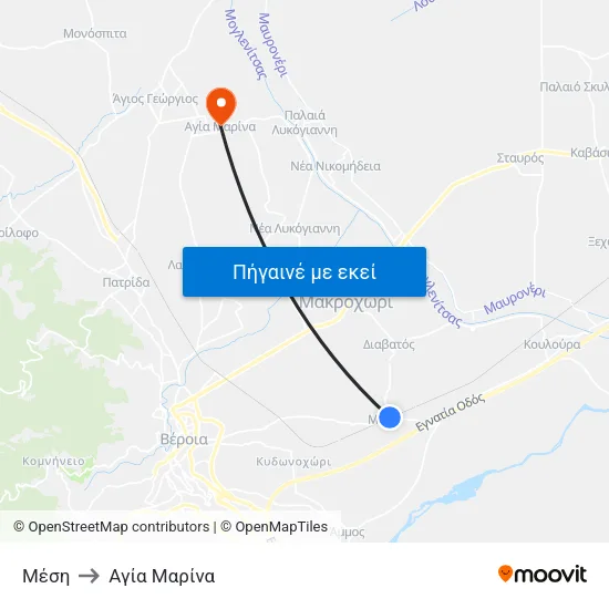 Μέση to Αγία Μαρίνα map