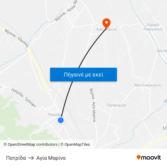 Πατρίδα to Αγία Μαρίνα map