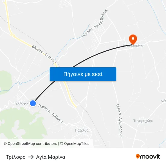 Τρίλοφο to Αγία Μαρίνα map