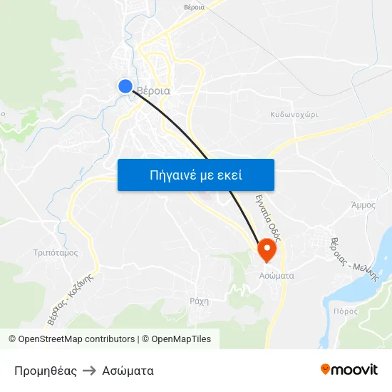 Προμηθέας to Ασώματα map