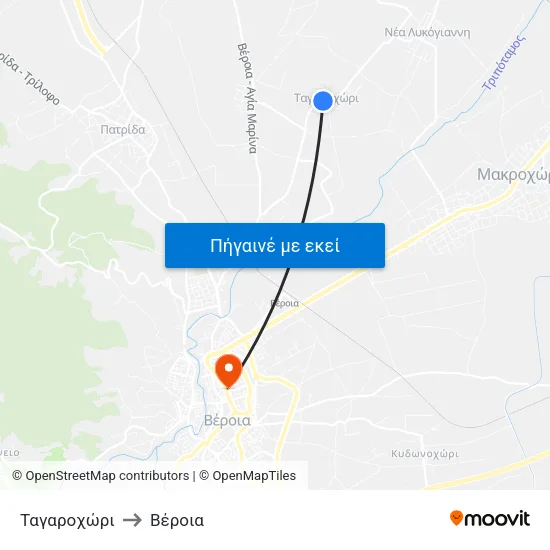 Ταγαροχώρι to Βέροια map