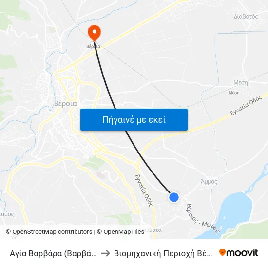 Αγία Βαρβάρα (Βαρβάρες) to Βιομηχανική Περιοχή Βέροιας map