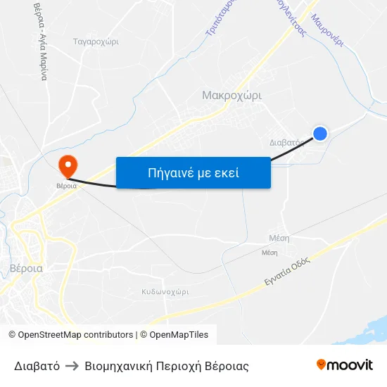 Διαβατό to Βιομηχανική Περιοχή Βέροιας map