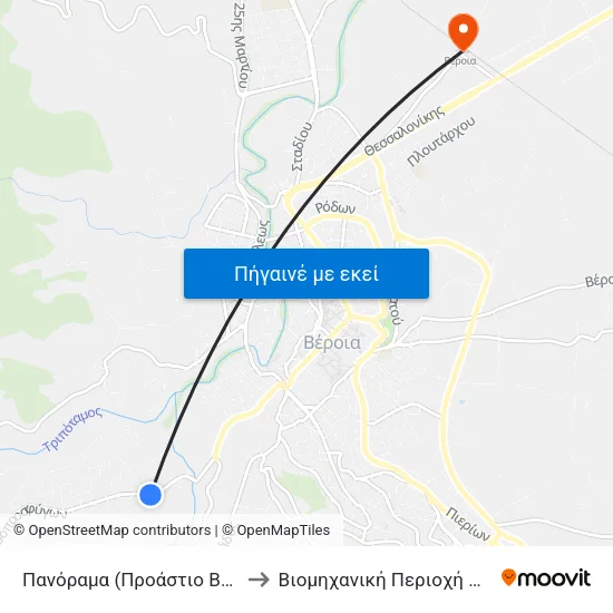 Πανόραμα (Προάστιο Βέροιας) to Βιομηχανική Περιοχή Βέροιας map
