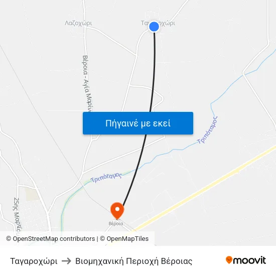 Ταγαροχώρι to Βιομηχανική Περιοχή Βέροιας map