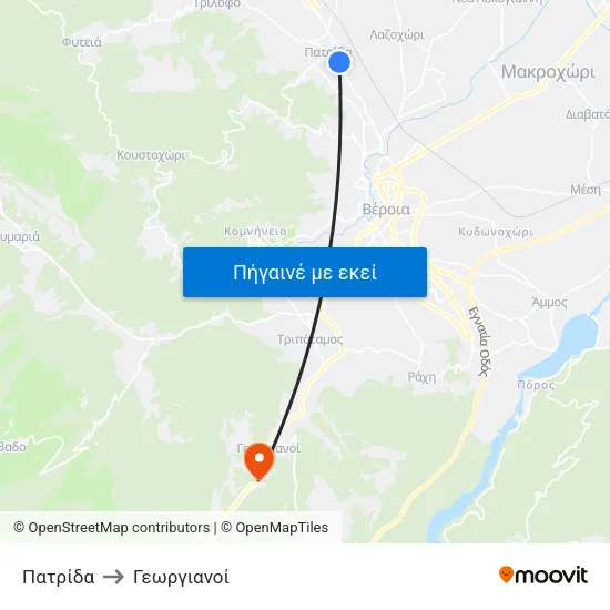 Πατρίδα to Γεωργιανοί map