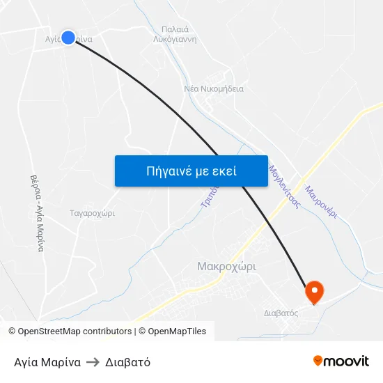 Αγία Μαρίνα to Διαβατό map