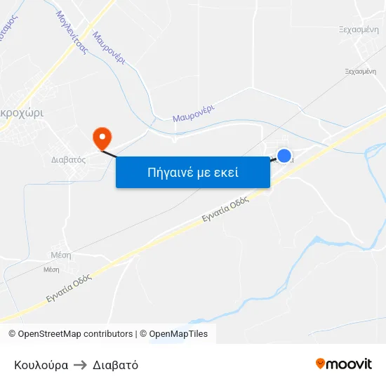 Κουλούρα to Διαβατό map
