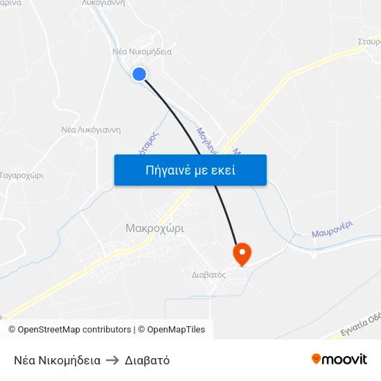 Νέα Νικομήδεια to Διαβατό map