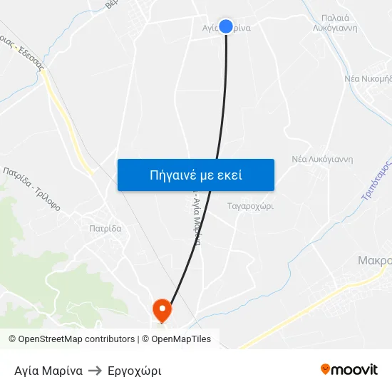 Αγία Μαρίνα to Εργοχώρι map