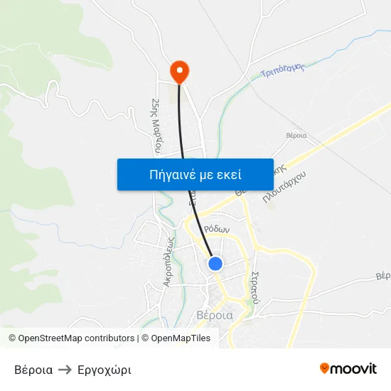 Βέροια to Εργοχώρι map