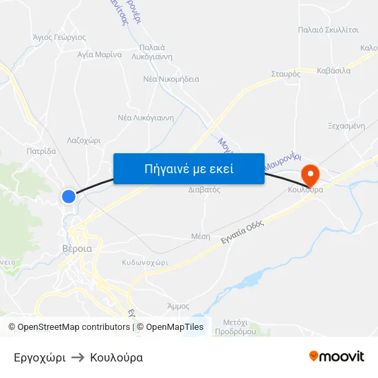 Εργοχώρι to Κουλούρα map