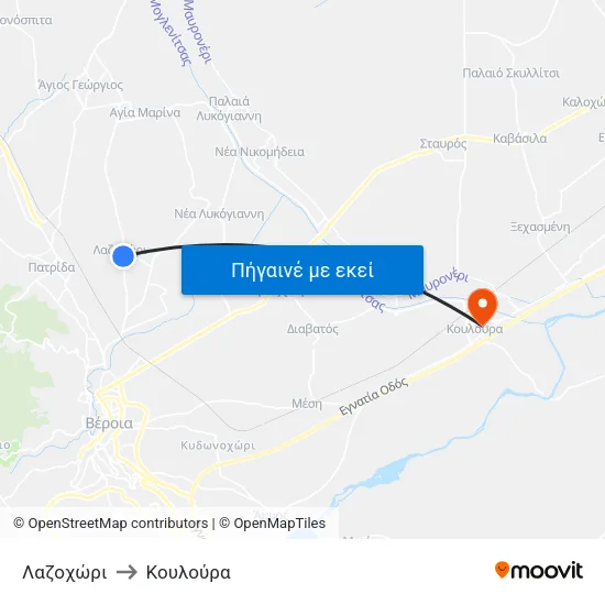 Λαζοχώρι to Κουλούρα map