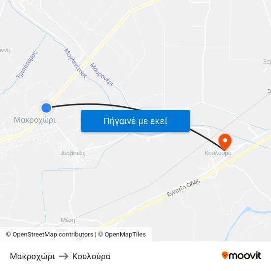 Μακροχώρι to Κουλούρα map