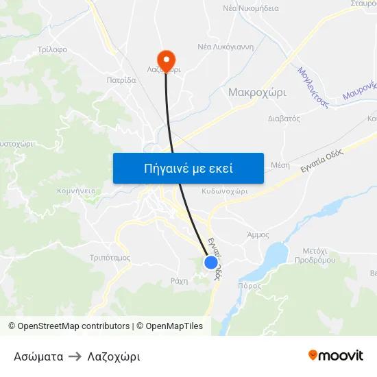 Ασώματα to Λαζοχώρι map