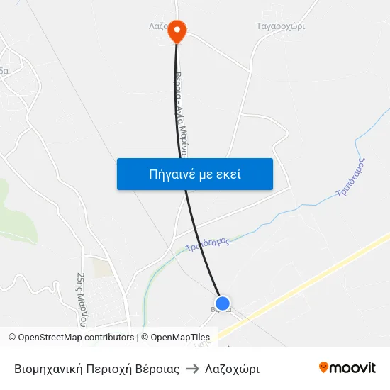 Βιομηχανική Περιοχή Βέροιας to Λαζοχώρι map