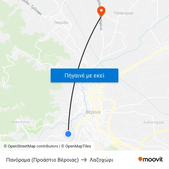 Πανόραμα (Προάστιο Βέροιας) to Λαζοχώρι map