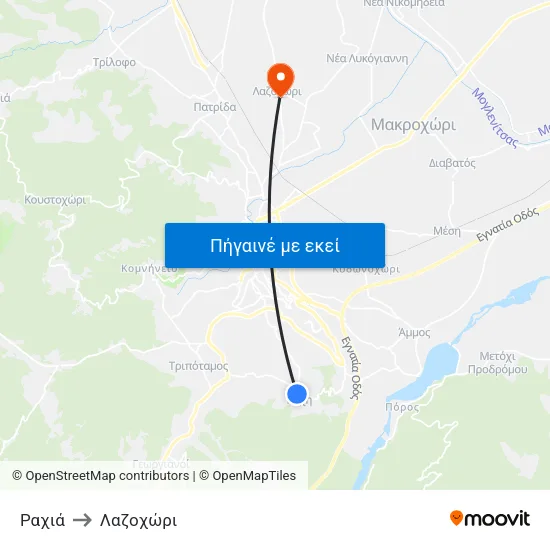 Ραχιά to Λαζοχώρι map