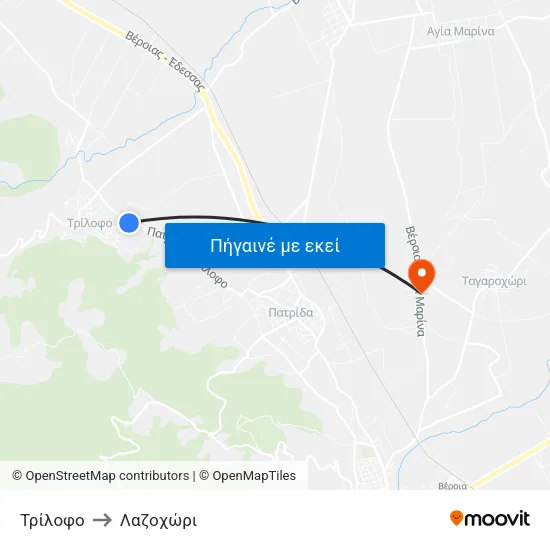 Τρίλοφο to Λαζοχώρι map