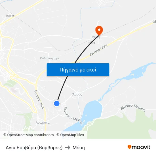Αγία Βαρβάρα (Βαρβάρες) to Μέση map