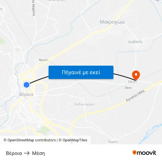 Βέροια to Μέση map