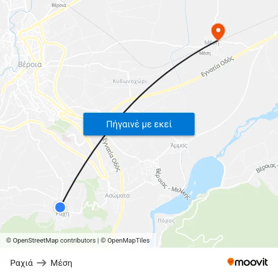 Ραχιά to Μέση map