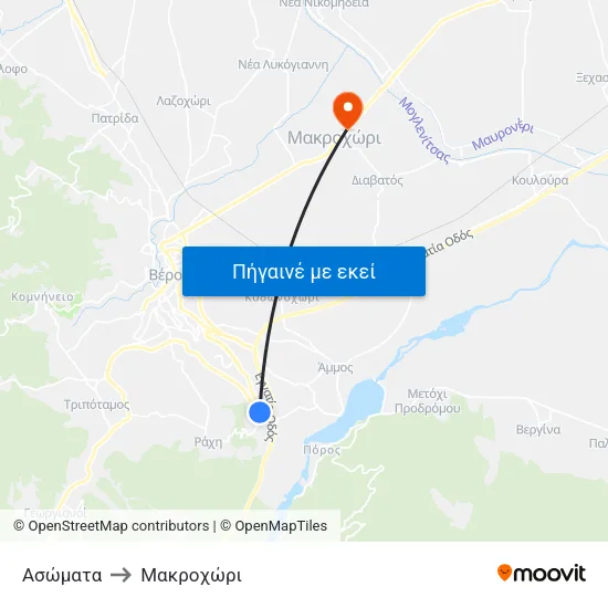 Ασώματα to Μακροχώρι map