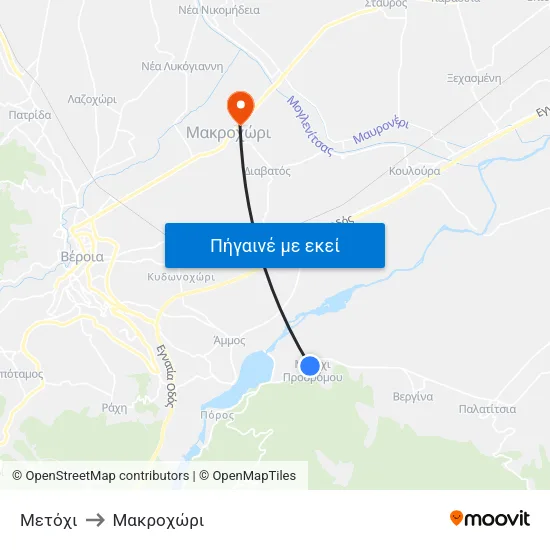 Μετόχι to Μακροχώρι map