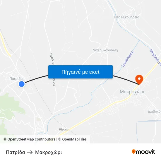 Πατρίδα to Μακροχώρι map